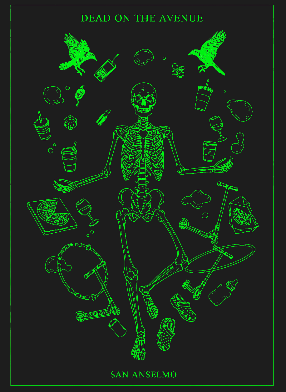 DEAD ON THE AVENUE - GREEN LOOSE T - 190 WEIGHT